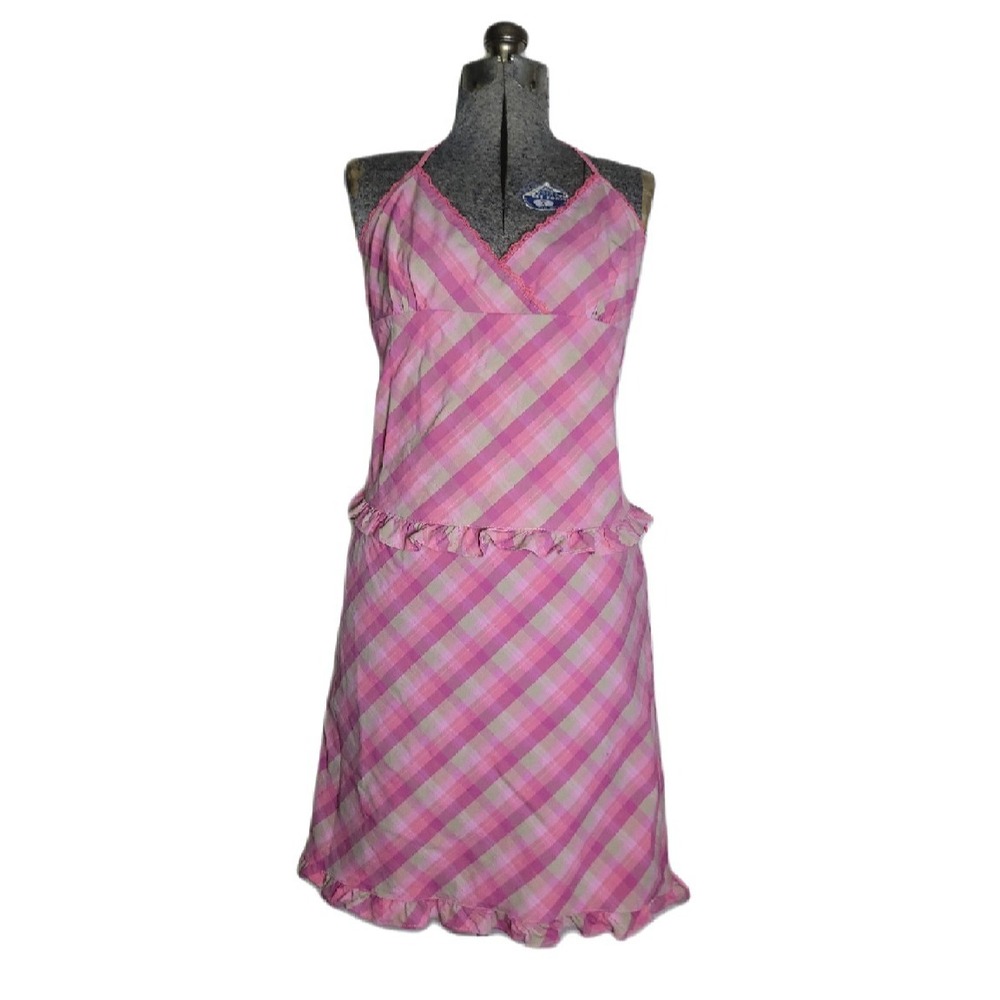 Vintage 90s‎ Y2K Tothemax! Pink Plaid Skirt Tank Top Set Halter READ M/L Preppy